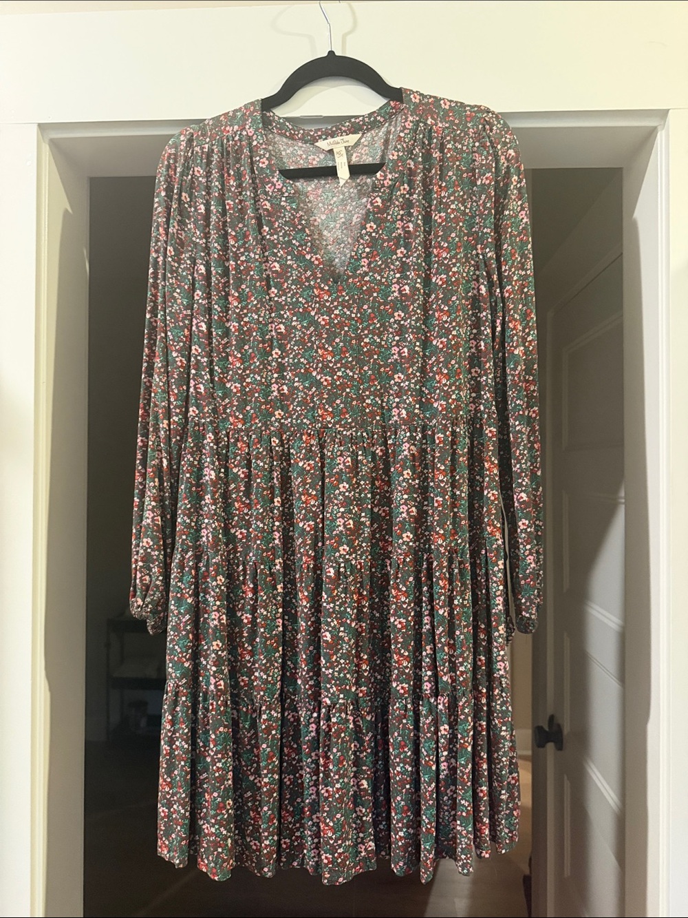 Matilda Jane Green Floral Tiered Long-Sleeve Dress